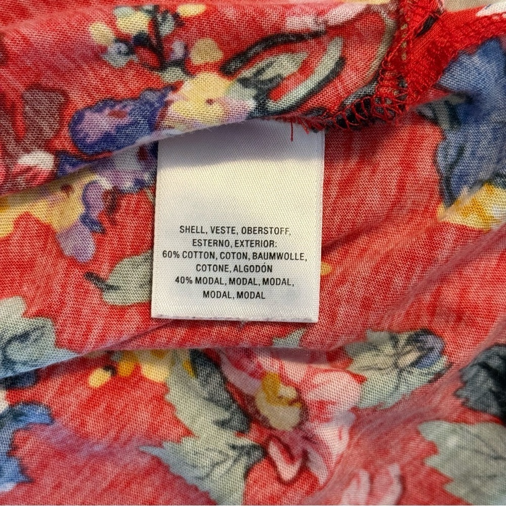 Maeve by Anthropologie Size S Clemente Red Floral Short Sleeve Tie-Neck Blouse - Picture 8 of 13
